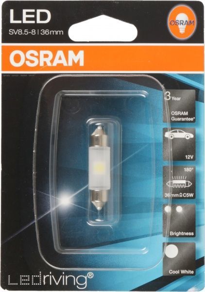 Лампа світлодіодна Osram LED C5W (6436CW-01B) C5W 36mm SV8.5-8 12 В 1 Вт 1 шт 6000