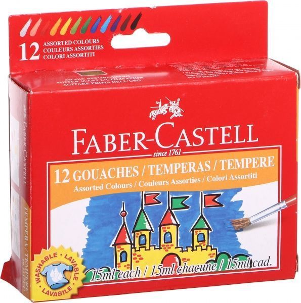Краска гуашевая 12 цветов 15 мл 161112 Faber-Castell