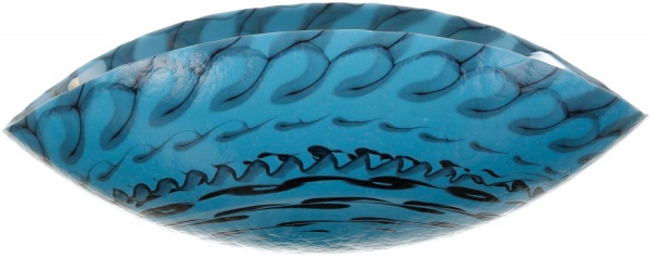 Ваза Yalos Murano BELUS 15 см бірюзова з чорними нитками та перламутровим ефектом 