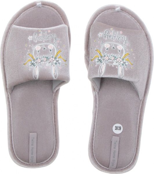 Капці домашні Twins HS-VL велюр р. 40 сірий 