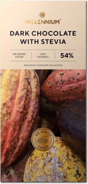 Шоколад Millennium черный со стевией 54% 100 г (4820075508944)