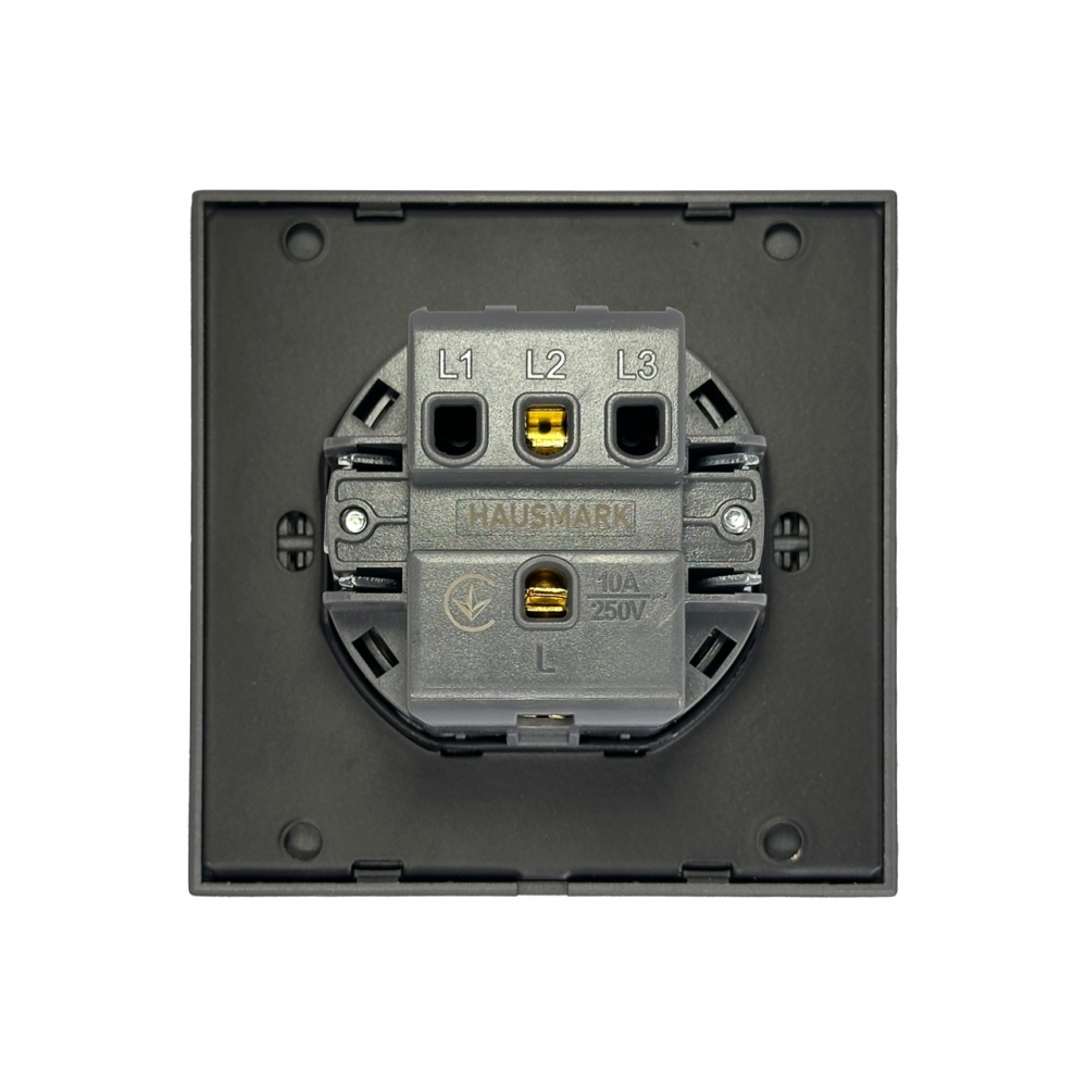 Выключатель одноклавишный HausMark INO с подсветкой серый LS-LED-EU-Gray