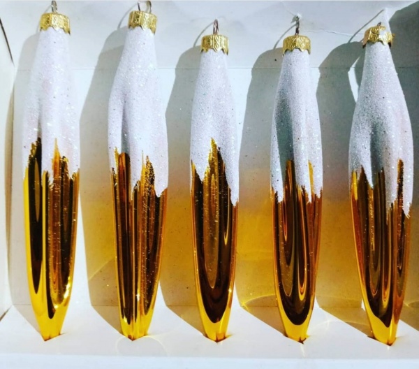 Набор елочных игрушек Сосулька золото 17 см 5 шт./уп. 