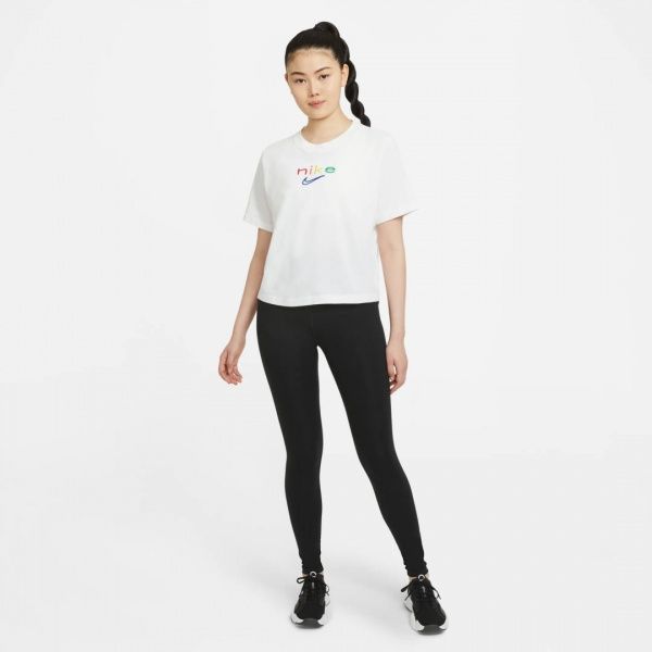 Футболка Nike W NK DRY TEE BOXY RAINBOW DD2848-100 р. S білий