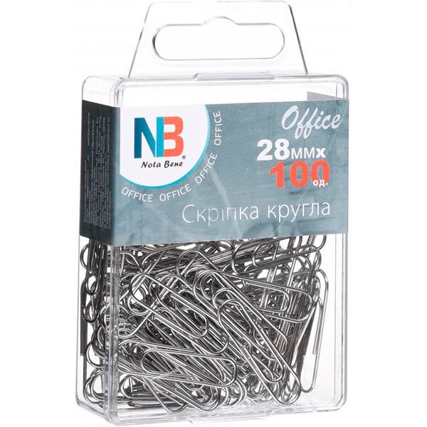 Скріпки Nota Bene 28 мм 100 шт