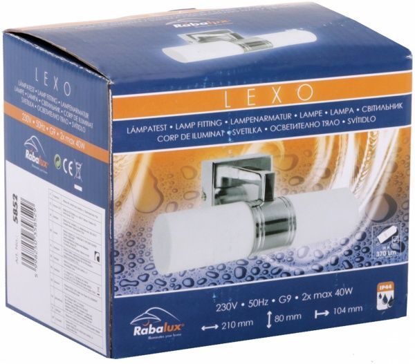 Подсветка для зеркал Rabalux Lexo 40 Вт G9 IP 44 белый матовый 5852 