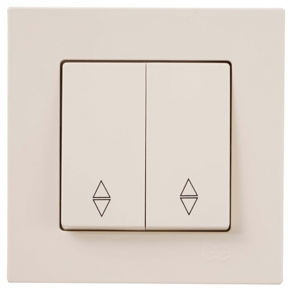 Выключатель проходной двухклавишный Gunsan Eqona без подсветки крем 01 40 12 00 100 109