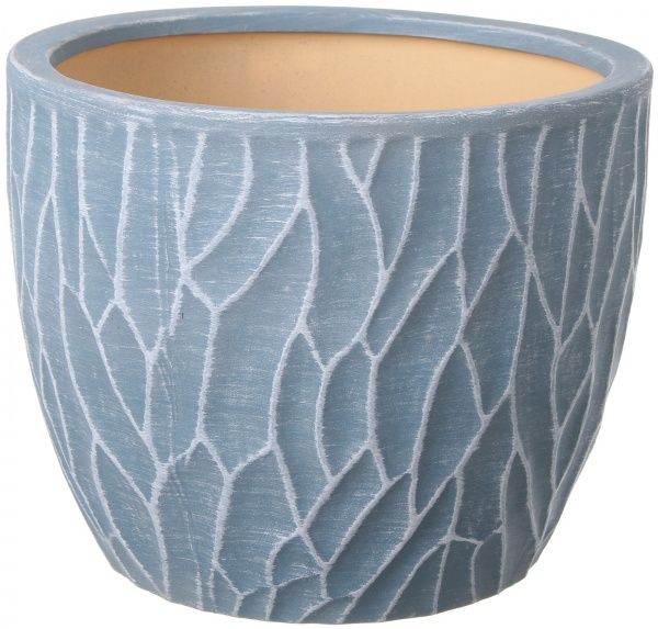 Горшок Viet Thanh Ceramic с блюдцем грань 29х23 см VT.11559-1 круглый синий 