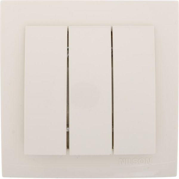 Вимикач триклавішний Nilson Touran без підсвітки 10 А 230В кремовий