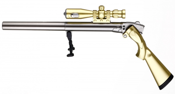 Ручка гелевая Винтовка желтая чернила синие 