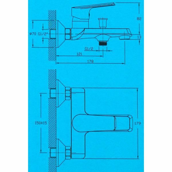 Смеситель для ванны Water House Slim HB6469169C