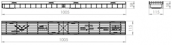 Лоток Gidrolica пластиковий Light DN95 H55 з решіткою пластиковою A15 08097