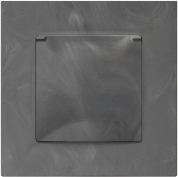 Розетка с заземлением Plank Electrotechnic Classic/Nordic антимикробная со шторками с крышкой базальт PLK0550731