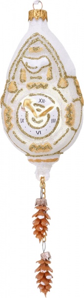 Іграшка на ялинку Годинник з шишкой 22 см 