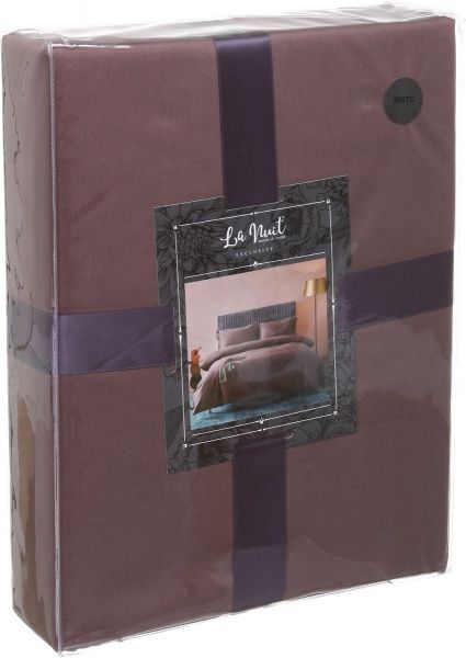 Комплект постільної білизни Mono brown D сімейний коричневий La Nuit 