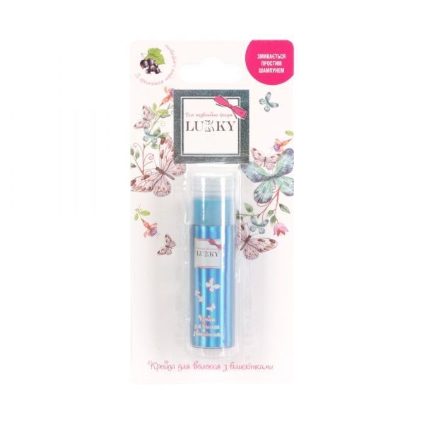 Дитяча фарба-крейда для волосся Lukky з блискітками синя Т18860