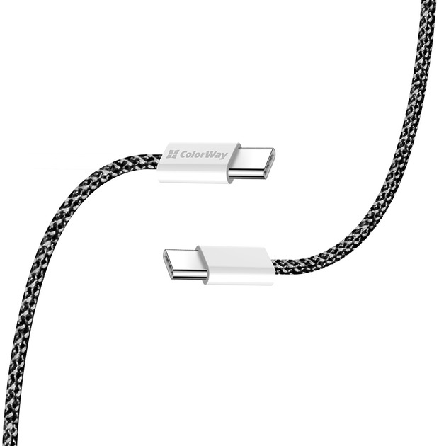Кабель ColorWay Type-C - Type-C (braided cotton) (PD Fast Charging 60W) 3.0А 1 м чорний (CW-CBPDCC061-BK)