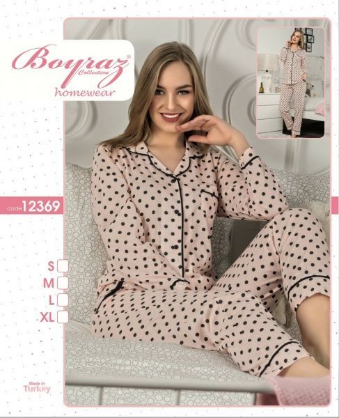 Пижама женская Бойраш горох р. XL бежево-черный 12369 