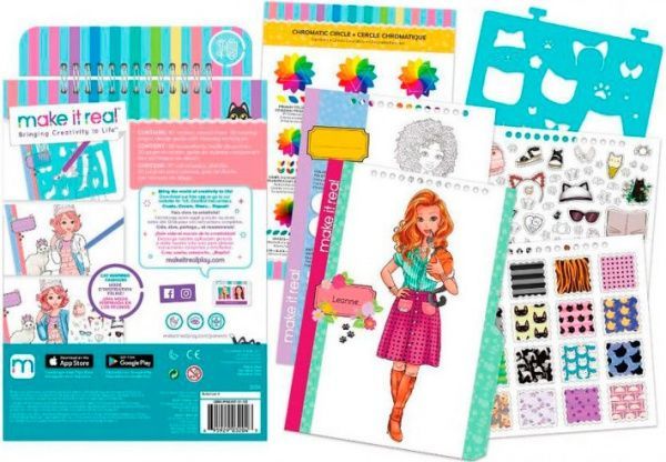 Блокнот Make it Real с трафаретами для создания модных коллекций Милая кошечка