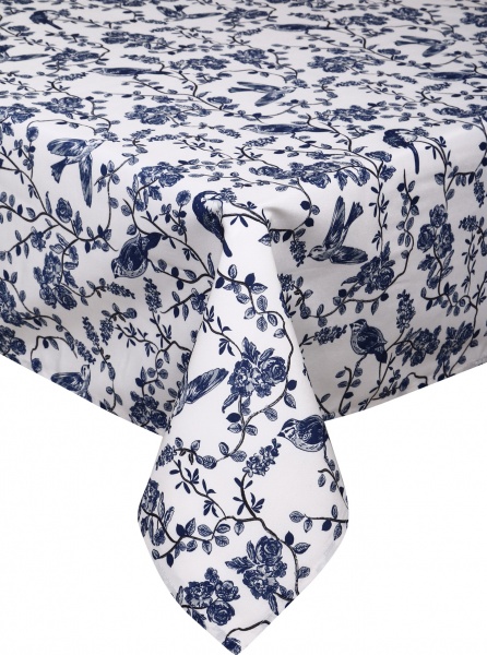 Скатерть Fama 140x220 см белый с синим Luna 
