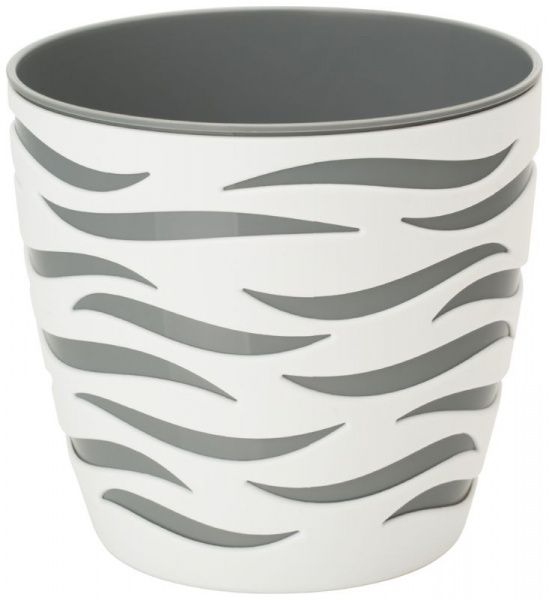 Горшок пластиковый Form Plastic Сахара-Дуо-14 круглый 1,65л белый с серым (4400-011+059W) 