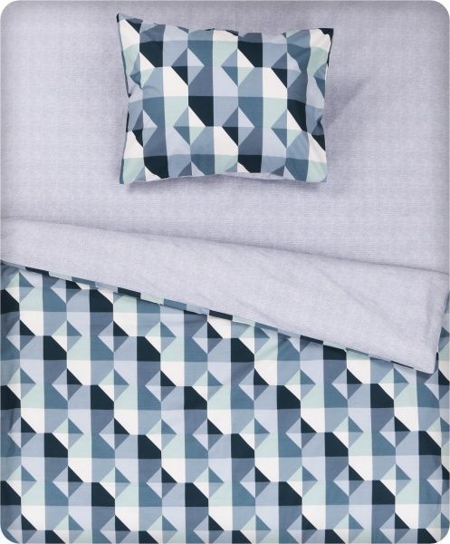 Комплект постільної білизни Green geometry 1,5 світло-сірий із принтом 