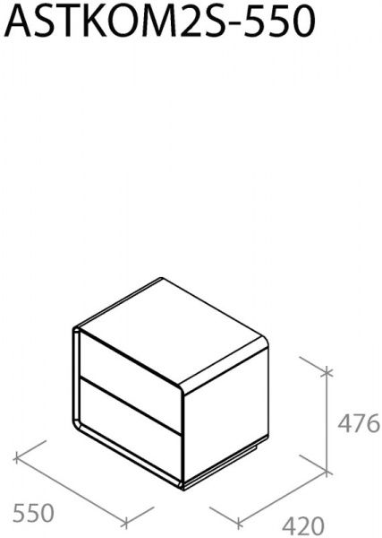 Тумба приліжкова Aqua Rodos Astrid ASTKOM2S-550 білий матовий 
