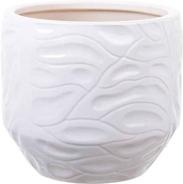 Горшок Viet Thanh Ceramic с блюдцем абстракция 26х24 см VT.10843-1 круглый белый 