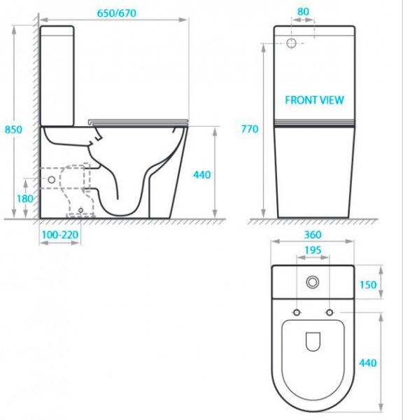 Унітаз-компакт Koller Pool Orion Rimless OR-0650-RC-C + OR-06 із сидінням slim soft close