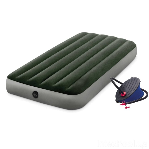 Ліжко надувне Intex 64761 191х99 см зелено-сірий