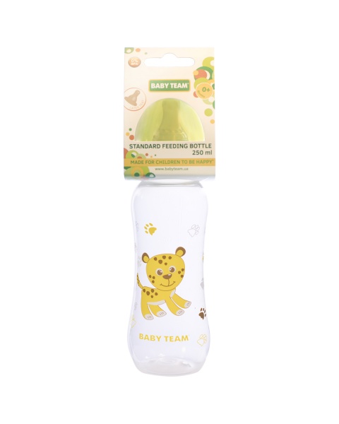 Пляшечка Baby Team з латексною соскою в асортименті 250 мл