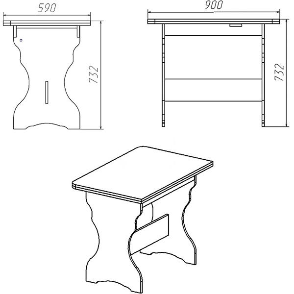 Стол кухонный Компанит КС-3 71.6х59.8х90.2 см бук