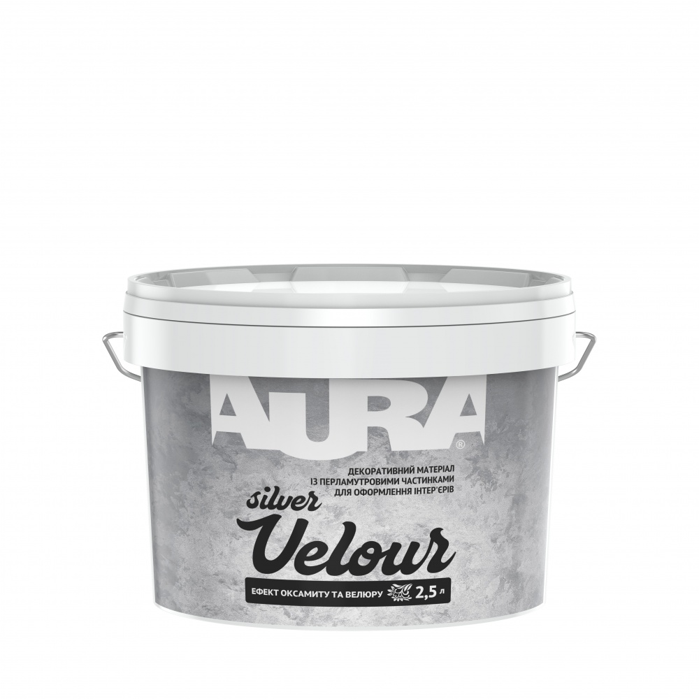 Декоративне покриття Aura Ефект оксамиту Velour Silver 2,5 л 3кг