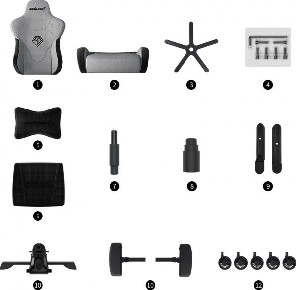 Крісло Anda Seat T-Pro 2 Grey/Black Size XL (AD12XLLA-01-GB-F) сірий/чорний 