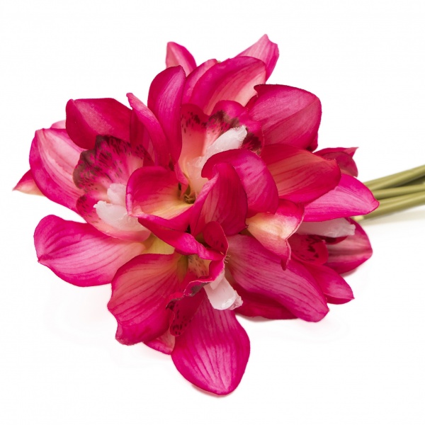 Букет орхидей искусственный 7 цветков 30 см (красный) 631321