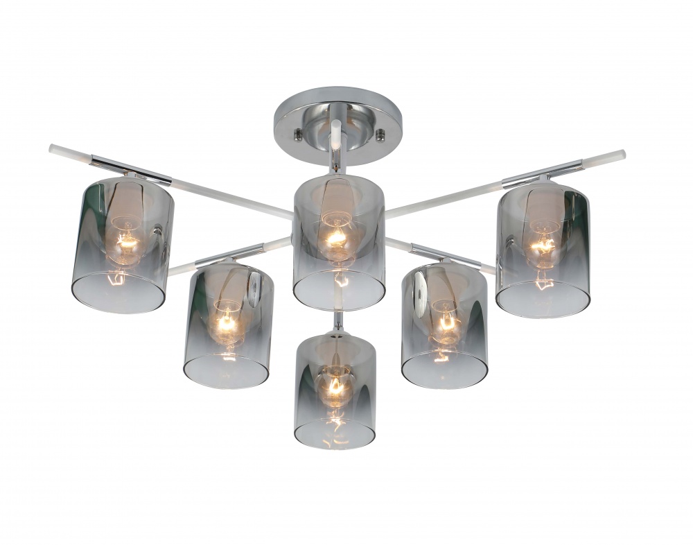 Люстра потолочная Sensio Lirra 6x40 Вт E27 хром/белый/дымчатый LS-07273/6S-E2740W