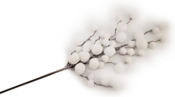 Декорація новорічна Гілка з білими кульками 47 см EPI-EYZ-H181492 