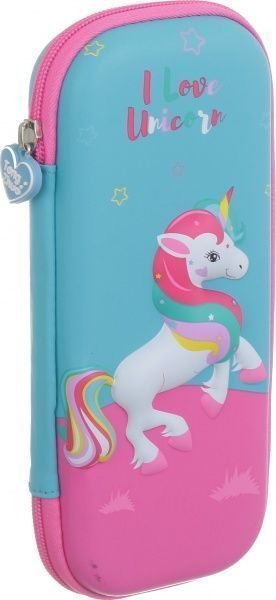 Пенал шкільний Єдиноріг блакитний із рожевим