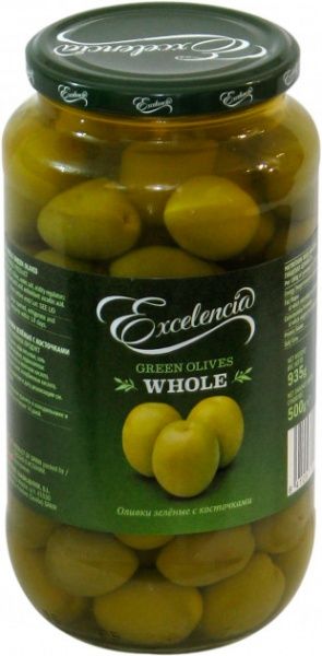 Оливки Гордаль зелёные с косточкой 950 мл ТМ Exelencia
