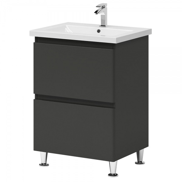 Тумба на ніжках Aquarius Teffi графіт з умивальником Комо 60