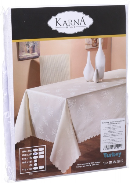 Скатерть Dertsiz 160x260 см белый Karna 