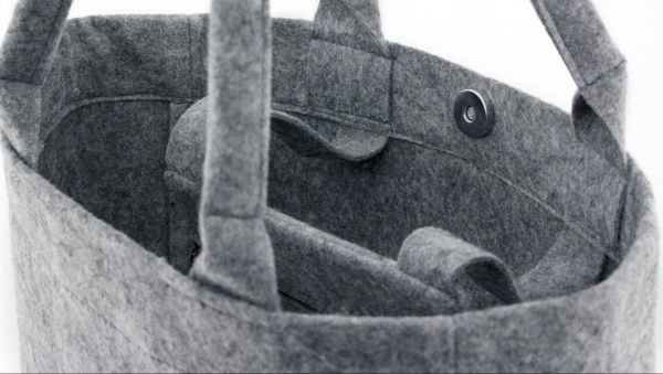 Сумка женская на магните серый с черным 