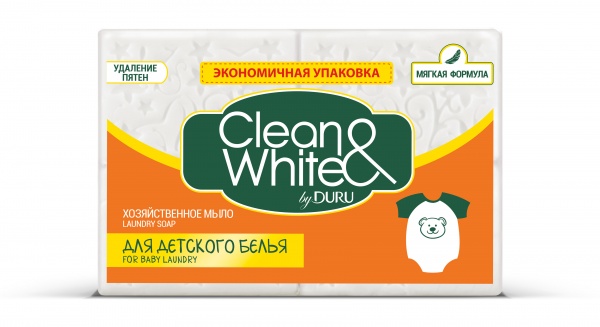 Господарське мило Duru Clean&White Для прання дитячих речей 120 г 4 шт./уп.
