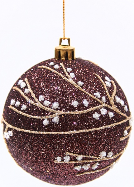 Шар новогодний Веточки 80 мм коричневый 7343