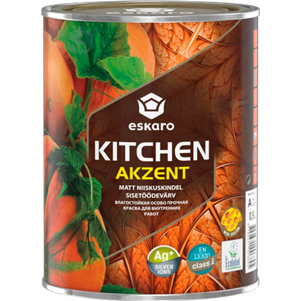 Фарба акрилова Eskaro Akzent Kitchen шовковистий мат білий 0.9л