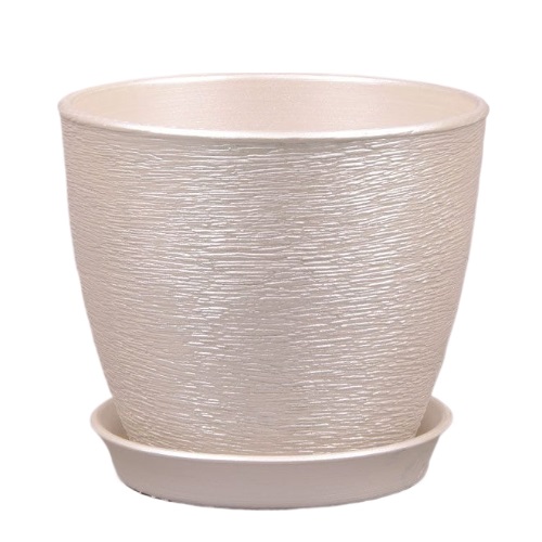 Горщик для квітів кераміка ВК 13x12 см люкс круглий срібло 1 л