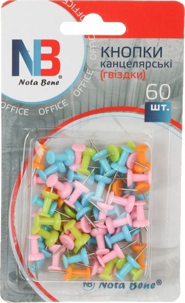 Кнопки-цвяшки Nota Bene кольорові 60 шт. 