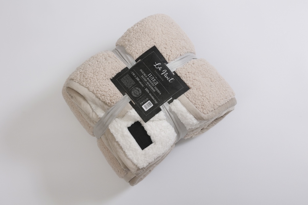 Плед Double Bonded Sherpa 150x200 см бежевый La Nuit