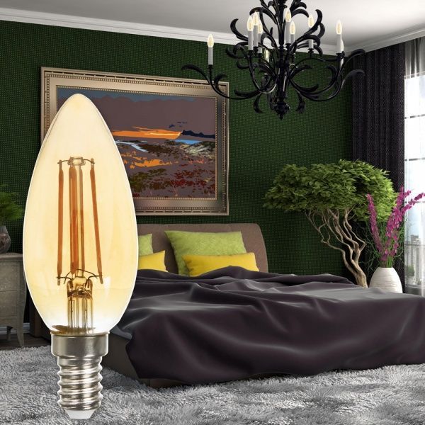 Лампа светодиодная FIL LB-58 C37 4 Вт E14 2200 К 230 В желтая 