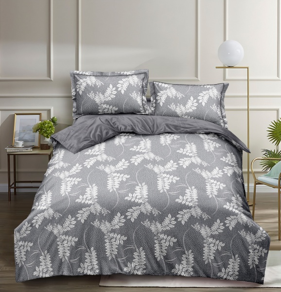 Комплект постельного белья Mimosa семейный серый с рисунком La Nuit 